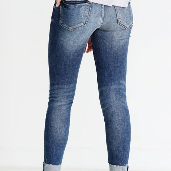 Dark Wash Cuffed Hem Skinny Jeans - Picture 3 of 4